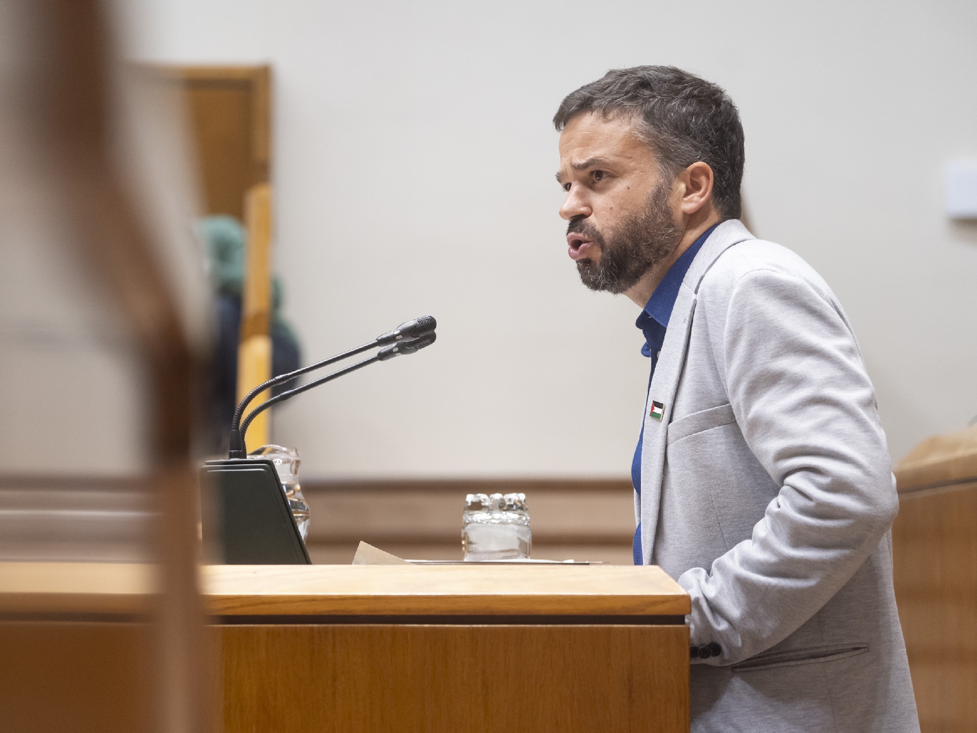 El parlamentario socialista Pau Blasi durante su intervención en el Parlamento Vasco | Foto: Socialistas Vascos