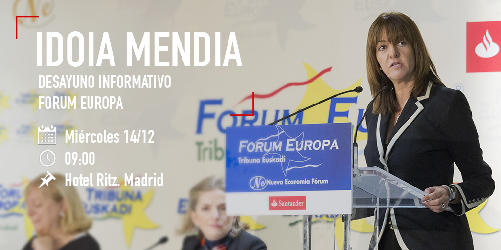 La Secretaria General de los Socialistas Vascos, Idoia Mendia, interviene en el desayuno informativo del Fórum Europa en Madrid