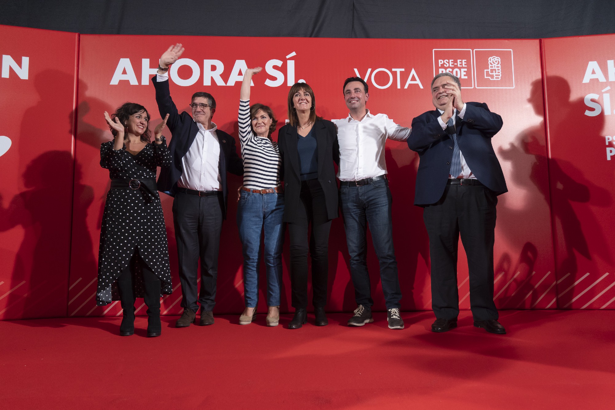 Carmen Calvo, Patxi López, Idoia Mendia en Bilbao.| Foto: Socialistas Vascos