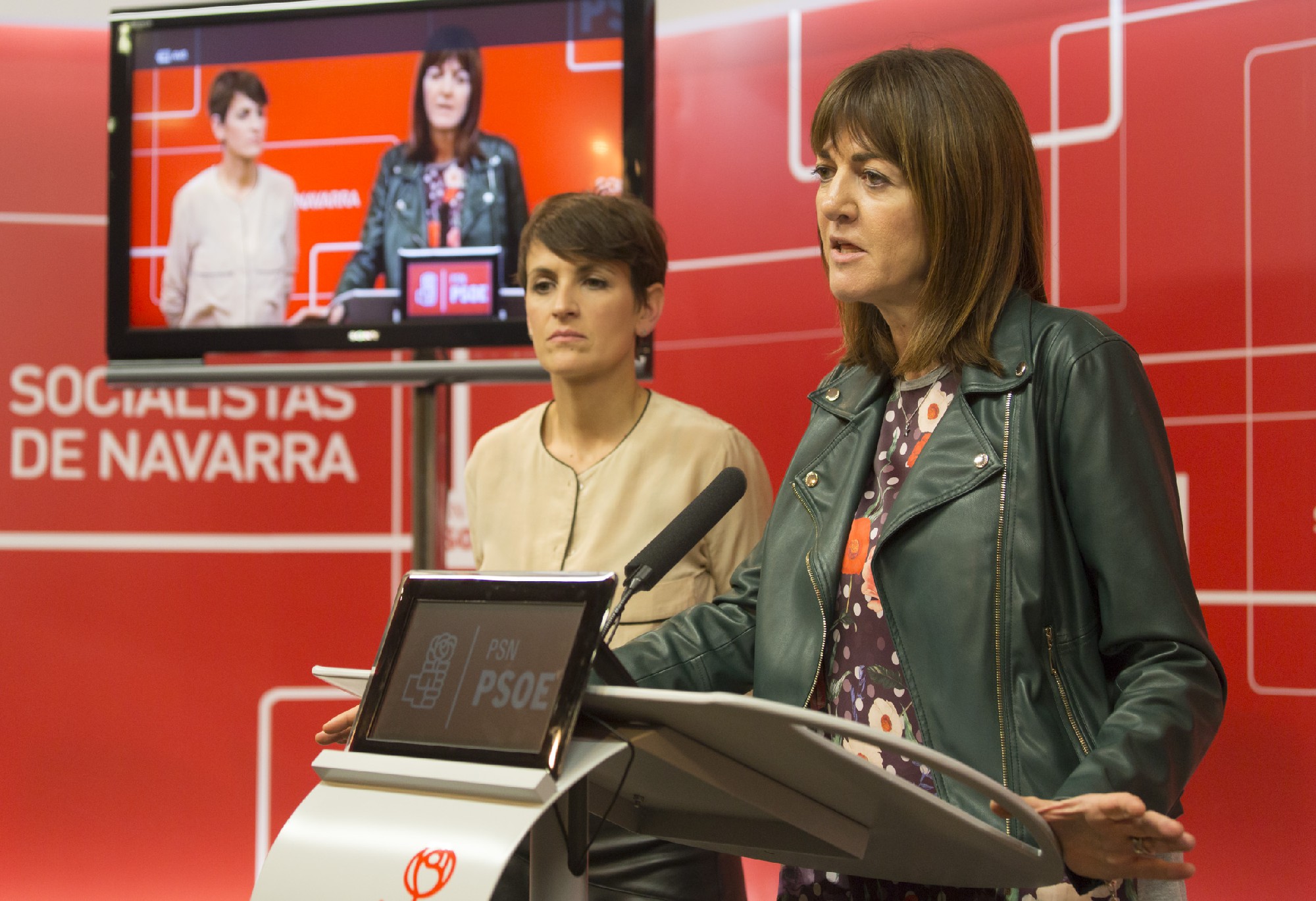 Rueda de prensa de Idoia Mendia y María Chivite tras el encuentro del PSE-EE y PSN Foto | Socialistas Vascos